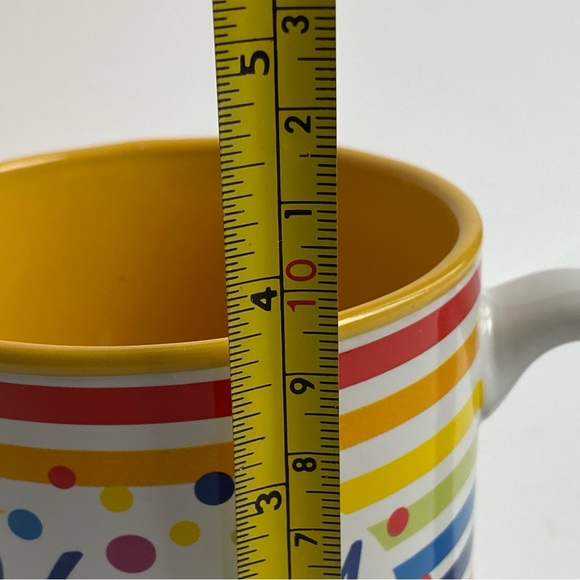 Birthday Mug Button & Burton Never used! Rainbow Polka Dots Ceramic Stripes New - Picture 9 of 15